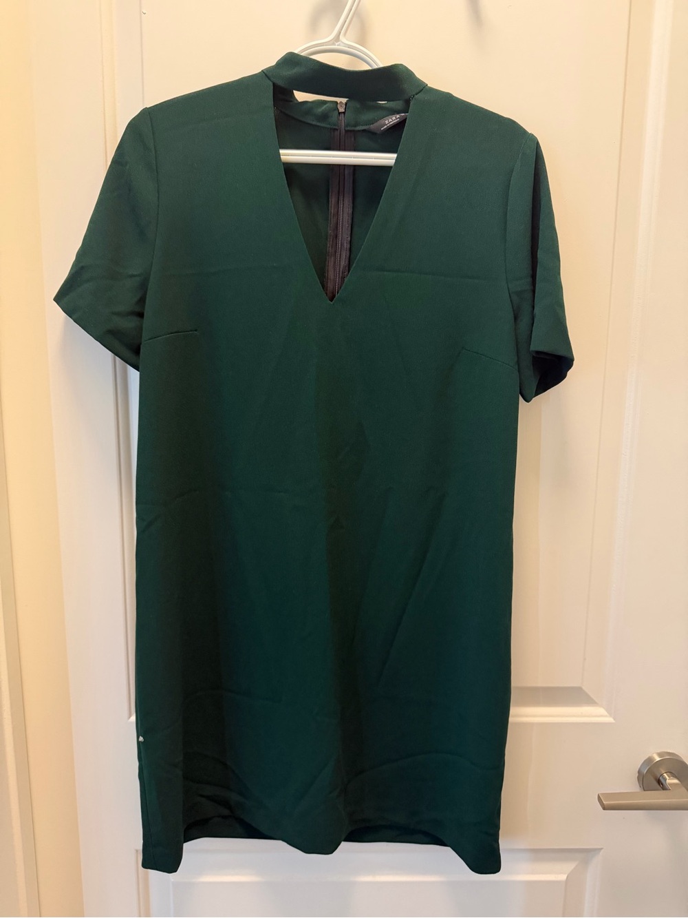 Zara Woman Deep Green Textured Shift Dress